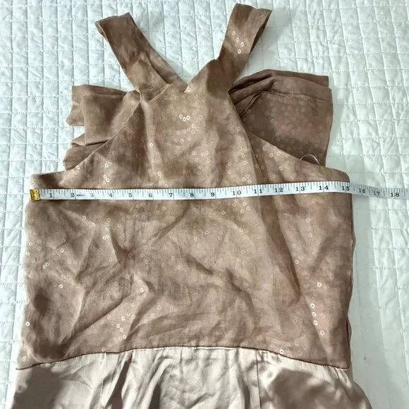 Sheri Bodell Womens M Brown Silk Bow Sequin Halter Dress, M - Picture 9 of 11